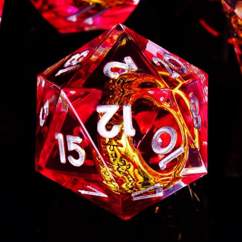 ORUZA DND Würfel Set Herr der Ringe, 7 Stück Polyedrische DND Würfel Set Scharfer Kante D&D Würfel für Dungeons und Dragons Pathfinder RPG MTG Rollenspiel Würfel