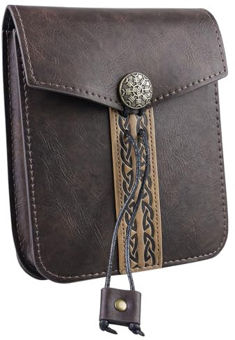 WIYETY Mittelalter Vintage Gürteltasche - PU Prägung Tragbare Unisex Wikinger Hüfttasche für Alltagskleidung, Spieleparty, Rockparty, Cosplay
