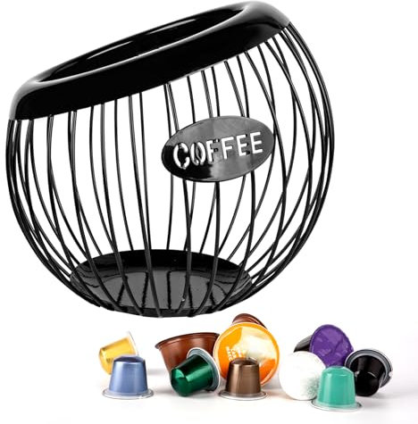 Guolich Stainless Steel Cup Coffee Basket Pods Holder Sturdy for Home or Office Kitchen Counter Organizer Espresso Capsule (BLACK)