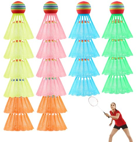 chenyu 20 Stück Federbälle Farbiger Kunststoff Badminton Bälle | Federbälle Badminton für Indoor Outdoor Sport Training Wettkampf Bewegung Unterhaltung Spiele Speedminton Bälle