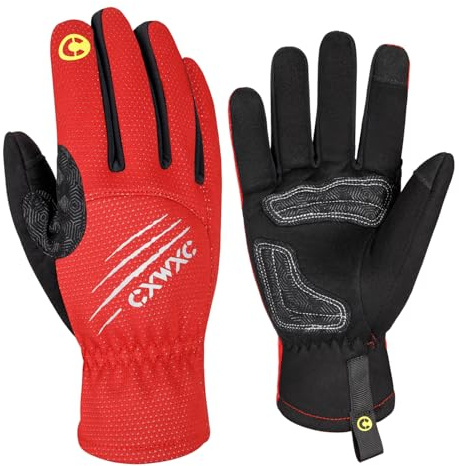 CXWXC Fahrrad Handschuhe Herren Winddicht,Touchscreen Fahrrad Handschuhe Wasserdicht Winter Damen,Thermo Fleece Rennrad Anti-Rutsch Porthandschuhe für Laufen,Wandern,Fahren