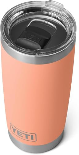 YETI Rambler Tumbler, Vaccum Insulated Stainless Steel Tumbler with Magslider Lid, Lowcountry Peach, 20 oz (591 ml)