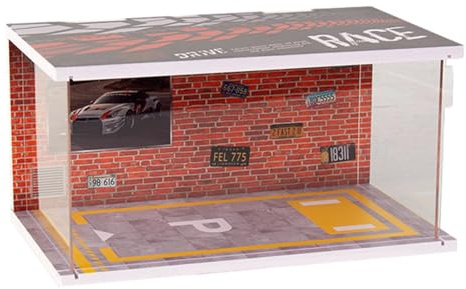 Affichage de garage pour modèles de voiture, garage pour maquette - Jouet modèle garage 1:32 | Housse d'exposition pour modèle de voiture jouet, modèle de garage avec lumière LED, rangement pour