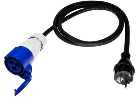 feletec Adattatore CEE spina Schuko a presa CEE, cavo da campeggio, 1,5 m, IP44, prolunga da campeggio, H07RN-F 3G2,5, adattatore da campeggio 16A