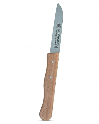 Tala Carbonstahl Küchenmesser - Schälmesser für Gemüse & Obst, Holz | Handgeschliffene Klinge aus Solingen, 23,5 cm Gesamtlänge, 21,4 g leicht - Buchenholzgriff für Obst & Gemüse, Nicht rostfrei