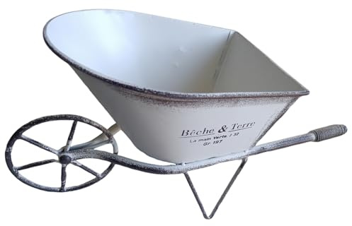 LEADSDGE Iron Art Schubkarre, dekorativer kleiner Übertopf aus Metall, Einrad-Pflanztöpfe für Terrassen und Garten, Innen- oder Außendekoration