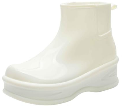 vejtmcc Stivali da pioggia da donna, impermeabili, a mezza altezza, antiscivolo, comodi stivali da giardino, eleganti stivali da lavoro, di alta qualità, bianco, 38 EU