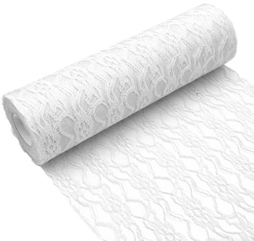 YUNSHANGHE Tischläufer Spitze Weiß 30cm x 25m Tischdeko Band Spitzenstoff Deko Tischläufer für Tischdekorationen zu besonderen Anlässen wie Hochzeiten und Taufen