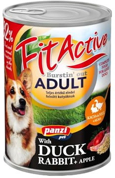 Panzi Pet - Fit Active Duck & Rabbit - Hundefutter - Nassfutter Hund - Dosenfutter Hund - Ente & Kaninchen Geschmack - 5 x 1240g