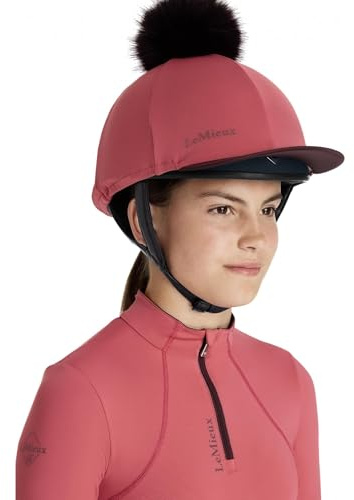 LeMieux Classique Pom Hat Silk - Detachable Faux Fur Pom Pom - Four Way Stretch To Fit Most Equestrian Riding Helmets