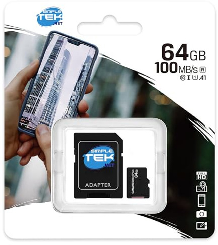 SIMPLETEK - Scheda microSD 64GB Canvas Select Plus UHS-I U1 V10 A1, lettura fino a 100MB/s, con adattatore SD