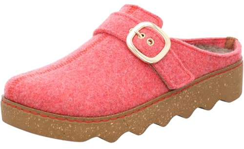 Rohde Damen Pantoffel Softfilz Hausschuh mit Plateau und Schnalle Foggia-D 6117