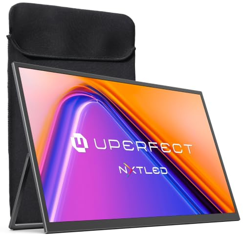 UPERFECT 120Hz Portable Monitor 18.5 145% sRGB Laptop Screen, NxtLED™ Eye-Comfort Travel Monitor 600 Nits Gaming Display w/Kickstand, True 178° Wide Viewing Angle, Low Blue Light Flicker-Free, w/VESA