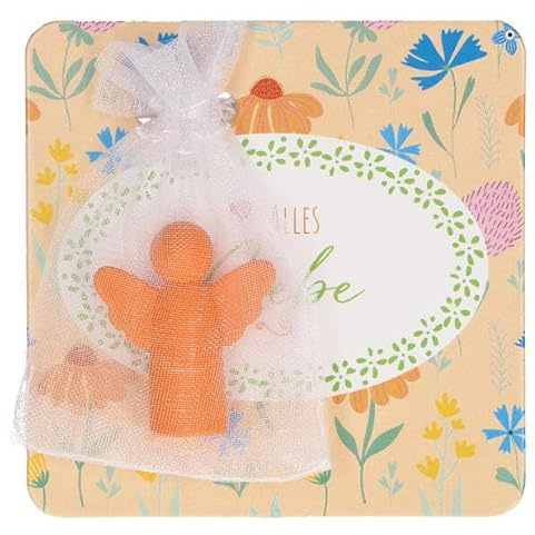 Engelfigur aus Metall 3 x 2,5 cm: orange-matt, kleiner Schutzengel zum Aufstellen im Organzabeutel – ideal als Geschenk zum Geburtstag, Abschied, Genesung, Geburt & als Glücksbringer