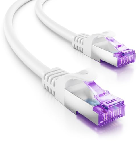 deleyCON 4m CAT7 Netzwerkkabel RJ45 10 Gigabit SFTP PiMF - Weiß | Patchkabel Ethernet Kabel, Kupfer, für Highspeed LAN, DSL, Switch, Modem, Router, Patchpanel, CAT7 CAT6 CAT5