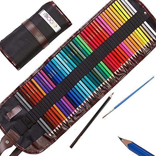 Moore Playmags Premium-Kunstfarbstifte-Set Mit 48 Vorgeschärften Leuchtenden Farben Zum Ausmalen Für Erwachsene Und Kinder In Einer Rolltasche Aus Segeltuch