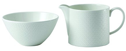 Wedgwood 40023846 Gio Cream & Sugar Set, Bone China, Bianco
