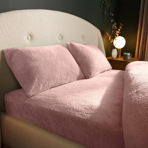 Silentnight Teddy Fleece Duvet Set, Blush, King