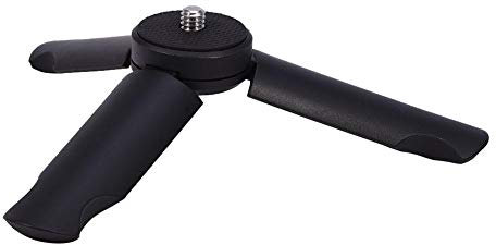 VBESTLIFE Mini Desktop Camera Phone Handheld Tripod, Portable Folding Stable Anti Slip Photography Tabletop Holder Tripod Stand with 1/4 Inch Screw for Selfie Sticks Smartphone Camera Black