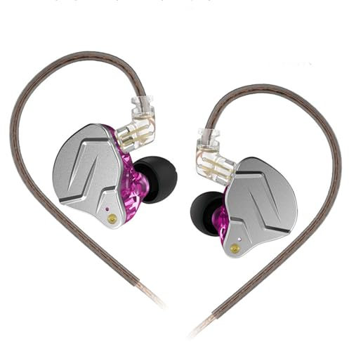 Yinyoo KZ ZSN Pro Auriculares intraurales 1BA 1DD sobre los in Ear Monitor IEM para los oídos Auriculares Controlador de Armadura balanceada híbrida con Cable Desmontable (morados sin micrófono)