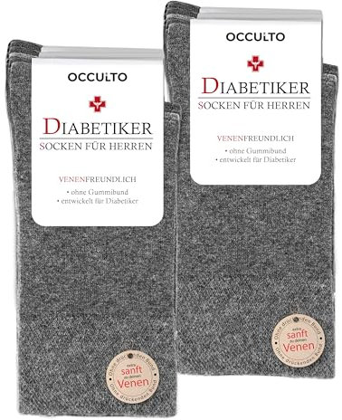 Occulto 10 Paar Diabetikersocken für Herren ohne Naht ohne Gummibund aus Baumwolle 10 Paar | Grau 39-42