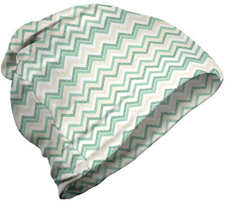 ABAKUHAUS Wasser Unisex Beanie, Verschwommene Zusammenfassung Zig Zag, Wandern im Freien, Petrol Blau Türkis