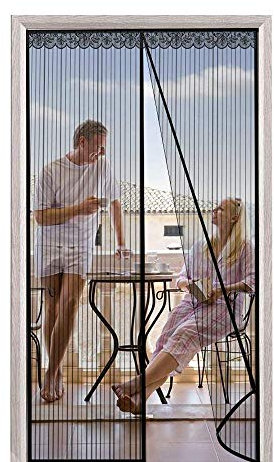 CHENG Zanzariera calamita 90x240cm, Zanzariera da Porta, Totalmente Magnetica Controllo degli Insetti, Aria Fresca in & Keep Bugs out, Nero