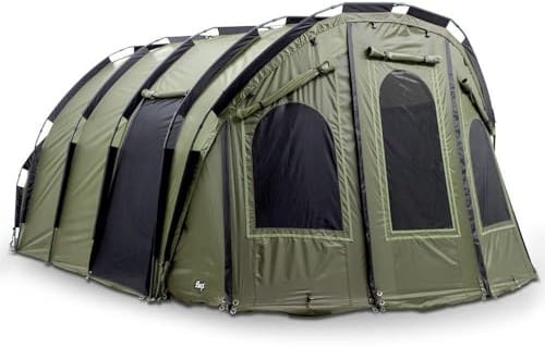 Lucx® Bigfoot Bivvy + Winterskin 4 bis 6 Personen Angelzelt + Überwurf Karpfenzelt + Skin 2 3 4 5 oder 6 Mann Anglerzelt Carp Dome + Overwrap