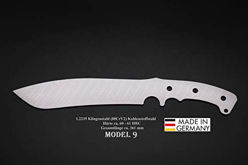 Rohling Messer Model 9 / 361mm Poliert Messerbau Messerstahl Messerklinge Klingenrohling Jagdmesser