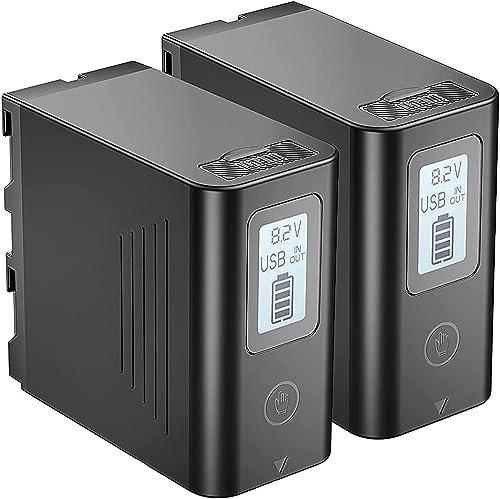 JYJZPB 2X 8800mAh NP-F970 Batterie pour Sony NP-F970 F960 F930 F950 F980 avec Chargement USB Affichage LCD Compatibles avec Sony DCR-VX2100 DSR-PD150 DSR-PD170 HDR-AX2000 HDR-FX7 HDR-FX1000