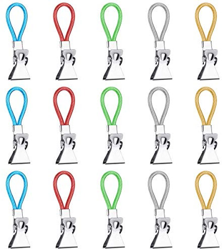 Esteopt aufhänger für handtücher, aufhänge-clips, 15er Pack Aufhänger für Küchen Handtücher, Handtuchhaken Set, handtuch-haken bunt, multifunktions clips metall für bad, kücher, balkon usw