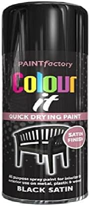 HOMION Colour it prime spray paint 400ml sunshine gloss or matt finish quick drying metal wood aerosol (1, BLACK SATIN)