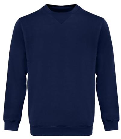 WORK IDEA Herren Fleece Sweatshirt Crewneck Arbeitspullover aus Baumwolle Langarm mit Rippbündchen an Kragen Ärmeln und Saum Maschinenwaschbar