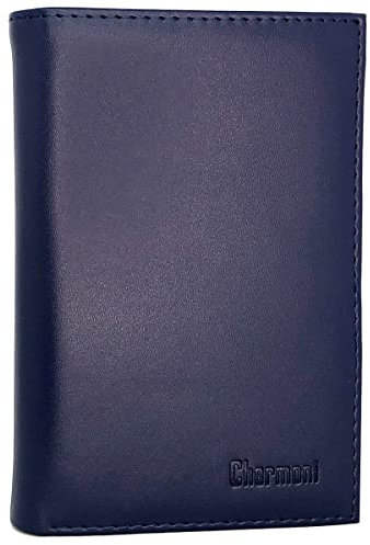 Charmoni - GC101 - Grand Classique Portefeuille Homme Porte Carte Crédit Visite Monnaie en Cuir Synthétique (Bleu 101)