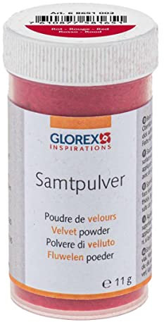 GLOREX 6 8651 003 - Samtpulver, 11 g, rot, zur Veredlung und Gestaltung von Schmuck, Dekoration und für Bastelarbeiten geeignet