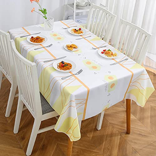 137*180cm Yellow PVC TableCloth Party Wipeable Table Cloth Rectangular,Easter Egg Pattern Wipe Clean Tablecloth,Reusable Tablecloths,Waterproof,Washable Table Cover for Picnic,Kids Easter Party,Dinner