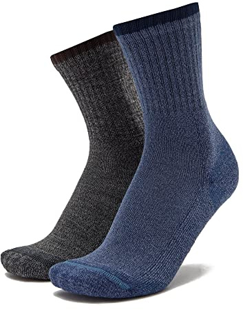 Peter Storm Men's Crew Length Walking Socks, Men's Hiking Socks, Men's Trekking Socks, Outdoors, Trekking, Hiking and Walking Accessories, Pack Of Two, Navy, M