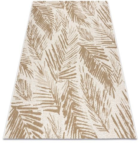 rugsx Tapis SISAL Flat Intérieur Extérieur– Moderne et résistant – pour Salon, Balcon, terrasse – Motif de Feuilles de Palmier – Beige Naturel Couleur Paille, Cordon 80x150 cm