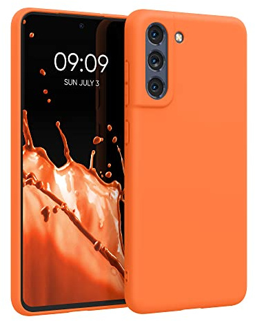 kwmobile Hülle für Samsung Galaxy S21 FE TPU Case - Handyhülle unterstützt kabelloses Laden, Flexible Schutzhülle, gummiertes Cover in Fruity Orange