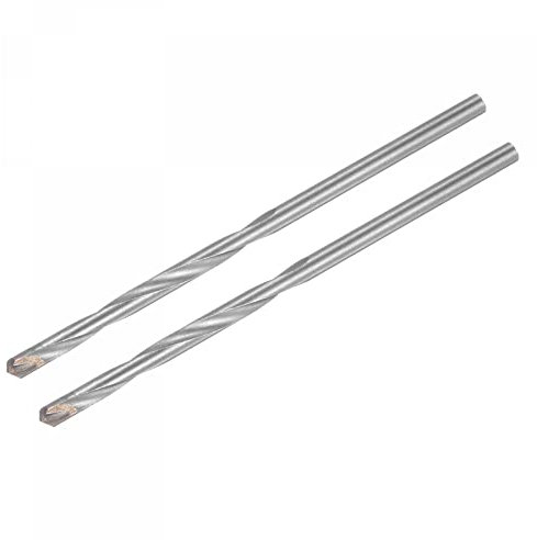sourcing map 5mm Coupe Dia Cimenté Carbure Foret Hélicoïdal avec Rond Droit Tige pour Acier Trempé Acier Inox, 120mm Longueur 2 Pcs
