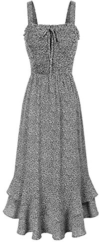 GRACE KARIN Robe Élégant à Fleurs pour Femmes Casual Tendance Bohème Plage de Cocktail sans Manches 2XL Noir Blanc Fleur