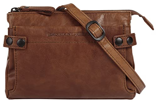 Spikes & Sparrow Umhängetasche Echt Leder Damen 021723 Crossbody Bag mit erweiterbarem Fach | 2in1 Handtasche | kompakte Clutch mit Magnetverschluss