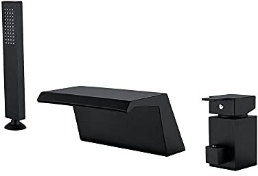 DERBUT Mitigeur de Baignoire 3 Trous Cascade mitigeur Trois Trous mitigeur de Baignoire robinets de Bain avec Douche Robinet de Baignoire de Salle de Bain Multifonction Froid et Froid