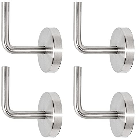 PRIOstahl Handlaufhalter Wandhalter Handlaufstütze für Handlauf - 4 x Handlaufträger an die Wand 3-loch mit Abdeckrosette mit M6 Innengewinde zum Anschrauben Rohr aus Edelstahl V2A Geländer Treppe