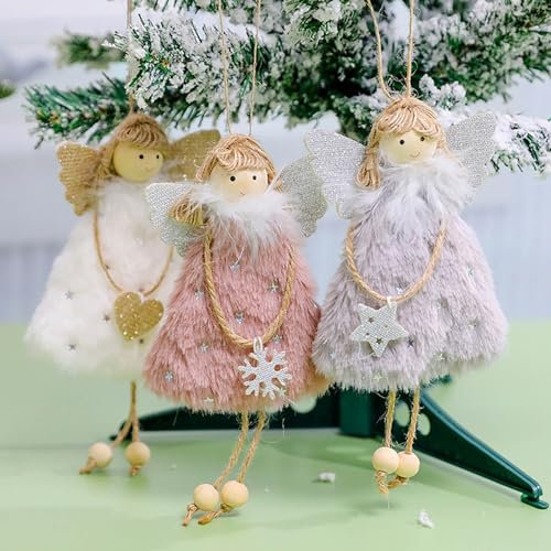 Weihnachtsdeko zum Aufhängen, 3 Stück Weihnachten Engel Anhänger, Weihnachtsengel Puppe, Weihnachtsbaumschmuck, Christbaumschmuck, Weihnachtsanhänger, Weihnachten Hängedeko (3pcs)