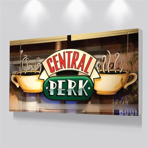 Classic TV Show Friends Central Perk Cafe Poster Print Canvas Painting Wall Art Picture for Living Room Decoration 90x180cm(35x71in) with frame