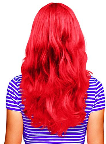 Hatstar Sexy Damen Langhaar Perücke | Frauen Wig lockig - gewellt | Accessoire für Fasching, Karneval und Motto Party (rot)
