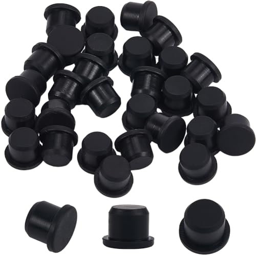 GORGECRAFT 30PCS Salt and Pepper Shakers Stopper 11.5mm Inner Diameter Black Silicone Stopper Tube Seal Plug Reusable Waterproof Replacement Insert Hole Plug End Covers for Bottles Pipes Flower Pots