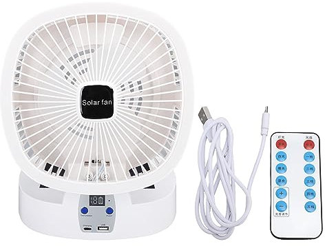 Ventilador Portátil Recargable, Ventilador De Escritorio Plegable Con Panel Solar, Luz Nocturna LED Alimentada Por Batería Recargable, Ventilador De Escritorio De Pie Con Control Remoto Para Acampar