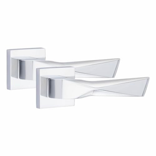Golden Grace 1 Pair Modern Aura Design Polished Chrome Premium Door Handles Square Rose